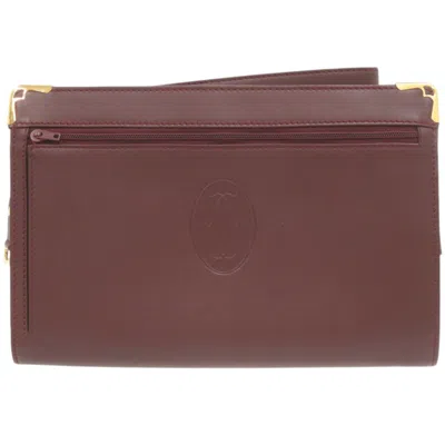 Pre-owned Cartier Bordeaux Leather Clutch Bag ()