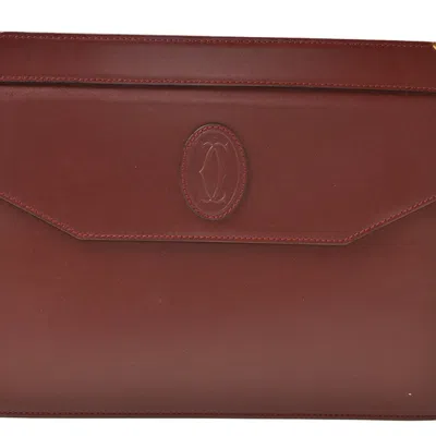 Pre-owned Cartier Bordeaux Leather Clutch Bag ()