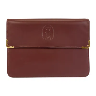 Pre-owned Cartier Bordeaux Leather Clutch Bag () In Burgundy