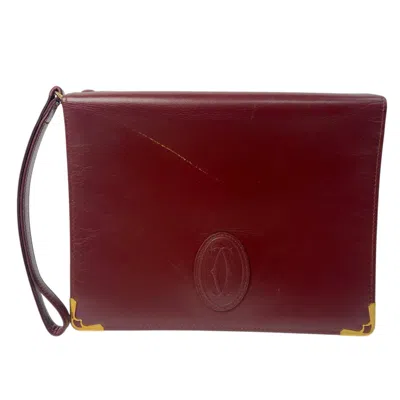 Pre-owned Cartier Bordeaux Leather Clutch Bag () In Burgundy