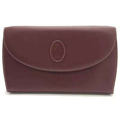 Pre-owned Cartier Bordeaux Leather Clutch Bag Shoulder Bag () In Burgundy