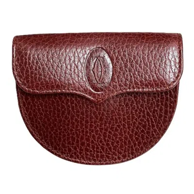 Pre-owned Cartier Bordeaux Leather Coin Purse/coin Case ()