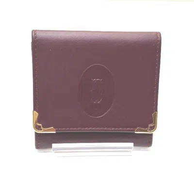 Pre-owned Cartier Bordeaux Leather Coin Purse/coin Case ()
