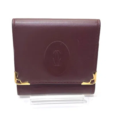 Pre-owned Cartier Bordeaux Leather Coin Purse/coin Case ()