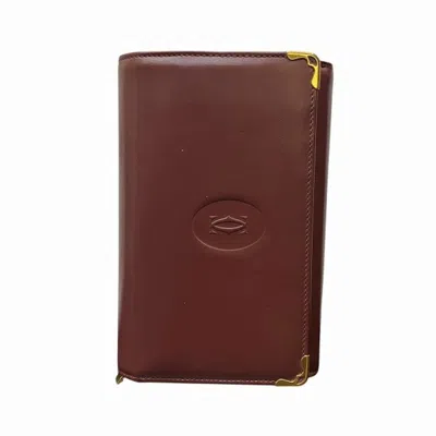 Pre-owned Cartier Bordeaux Leather Coin Purse/coin Case ()