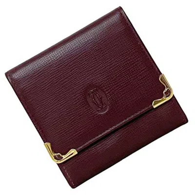 Pre-owned Cartier Bordeaux Leather Coin Purse/coin Case () In Burgundy