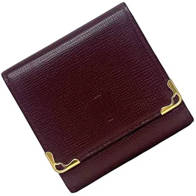 Pre-owned Cartier Bordeaux Leather Coin Purse/coin Case () In Burgundy