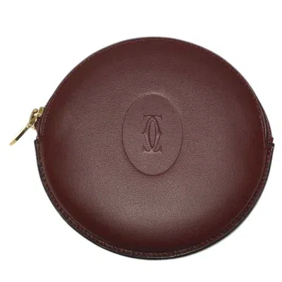 Pre-owned Cartier Bordeaux Leather Coin Purse/coin Case ()