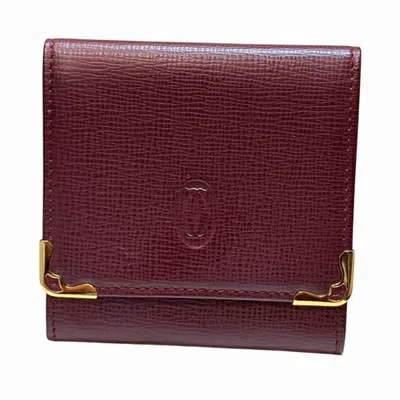 Pre-owned Cartier Bordeaux Leather Coin Purse/coin Case () In Burgundy