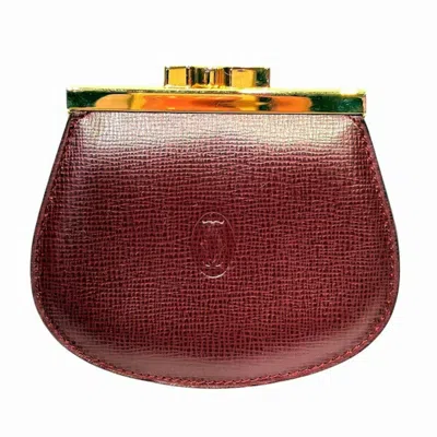 Pre-owned Cartier Bordeaux Leather Coin Purse/coin Case () In Burgundy
