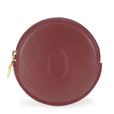 Pre-owned Cartier Bordeaux Leather Coin Purse/coin Case () In Burgundy