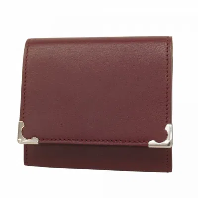 Pre-owned Cartier Bordeaux Leather Coin Purse/coin Case () In Burgundy