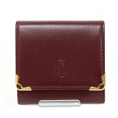 Pre-owned Cartier Bordeaux Leather Coin Purse/coin Case () In Burgundy