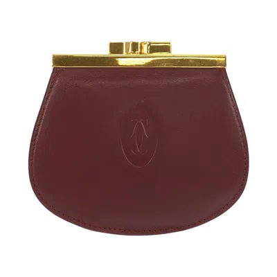 Pre-owned Cartier Bordeaux Leather Coin Purse/coin Case () In Burgundy