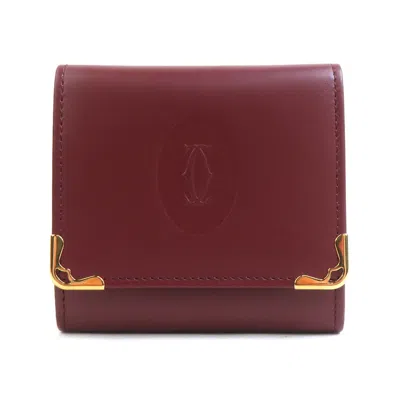 Pre-owned Cartier Bordeaux Leather Coin Purse/coin Case () In Burgundy