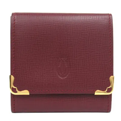 Pre-owned Cartier Bordeaux Leather Coin Purse/coin Case () In Burgundy