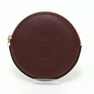 Pre-owned Cartier Bordeaux Leather Coin Purse/coin Case ()