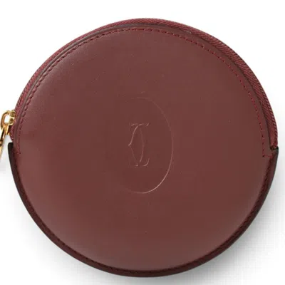 Pre-owned Cartier Bordeaux Leather Coin Purse/coin Case ()