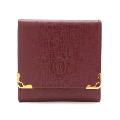 Pre-owned Cartier Bordeaux Leather Coin Purse/coin Case ()