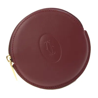 Pre-owned Cartier Bordeaux Leather Coin Purse/coin Case ()