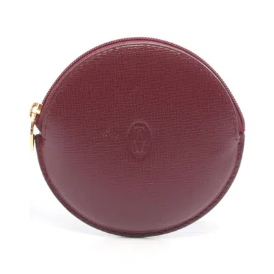 Pre-owned Cartier Bordeaux Leather Coin Purse/coin Case ()