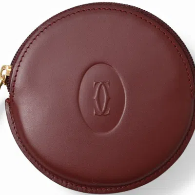 Pre-owned Cartier Bordeaux Leather Coin Purse/coin Case () In Burgundy
