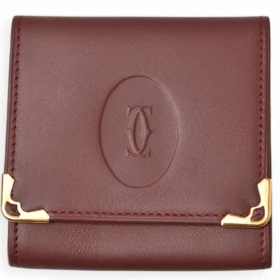 Pre-owned Cartier Bordeaux Leather Coin Purse/coin Case () In Burgundy