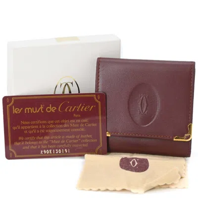Pre-owned Cartier Bordeaux Leather Coin Purse/coin Case () In Burgundy