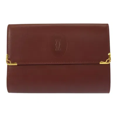 Pre-owned Cartier Bordeaux Leather Coin Purse/coin Case () In Burgundy