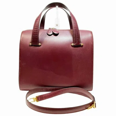Pre-owned Cartier Bordeaux Leather Handbag Shoulder Bag ()