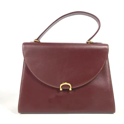 Pre-owned Cartier Bordeaux Leather Handbag Shoulder Bag ()