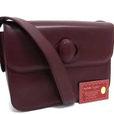 Pre-owned Cartier Bordeaux Leather Handbag Shoulder Bag () In Burgundy