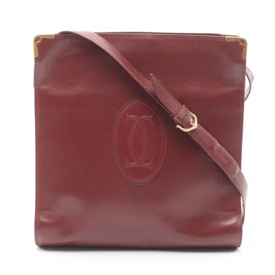 Pre-owned Cartier Bordeaux Leather Handbag Shoulder Bag () In Burgundy