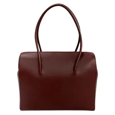 Pre-owned Cartier Bordeaux Leather Handbag Shoulder Bag Tote Bag ()