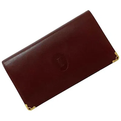 Pre-owned Cartier Bordeaux Leather Long Wallet (bi-fold) ()