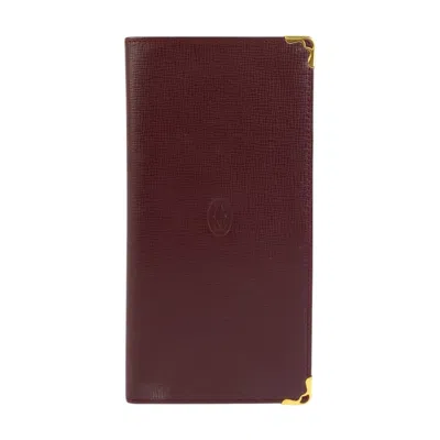 Pre-owned Cartier Bordeaux Leather Long Wallet (bi-fold) () In Burgundy