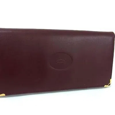 Pre-owned Cartier Bordeaux Leather Long Wallet (bi-fold) () In Burgundy