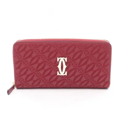 Pre-owned Cartier Bordeaux Leather Long Wallet (bi-fold) () In Burgundy