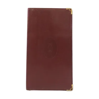 Pre-owned Cartier Bordeaux Leather Long Wallet (bi-fold) () In Burgundy
