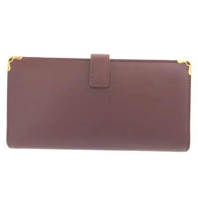 Pre-owned Cartier Bordeaux Leather Long Wallet (bi-fold) ()