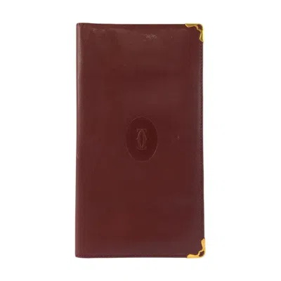 Pre-owned Cartier Bordeaux Leather Long Wallet (bi-fold) ()
