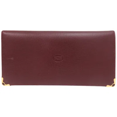 Pre-owned Cartier Bordeaux Leather Long Wallet (bi-fold) ()