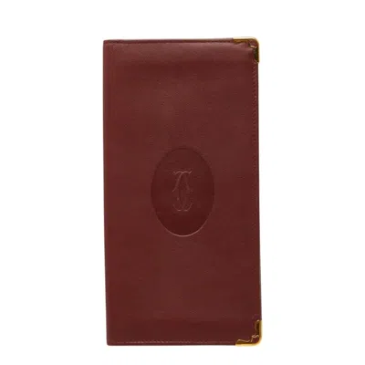 Pre-owned Cartier Bordeaux Leather Long Wallet (bi-fold) ()