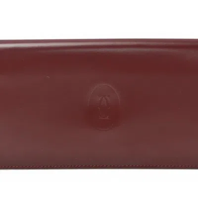 Pre-owned Cartier Bordeaux Leather Long Wallet (bi-fold) () In Burgundy