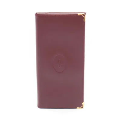 Pre-owned Cartier Bordeaux Leather Long Wallet (bi-fold) () In Burgundy