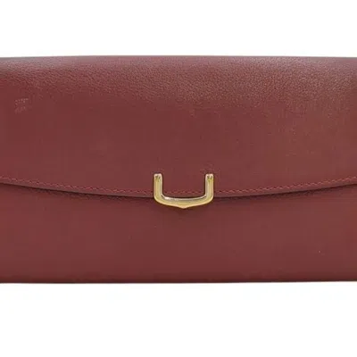 Pre-owned Cartier Bordeaux Leather Long Wallet (tri-fold) () In Burgundy