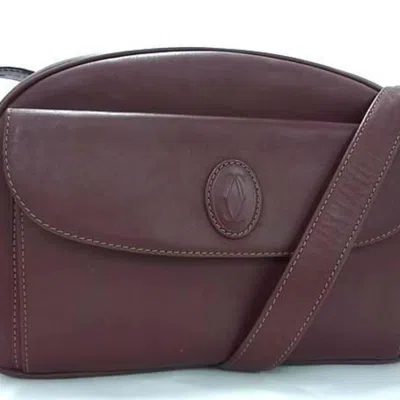 Pre-owned Cartier Bordeaux Leather Pochette Shoulder Bag () In Burgundy