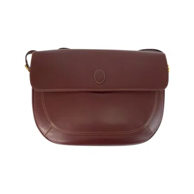 Pre-owned Cartier Bordeaux Leather Pochette Shoulder Bag () In Burgundy