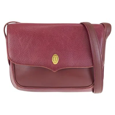 Pre-owned Cartier Bordeaux Leather Pochette Shoulder Bag ()