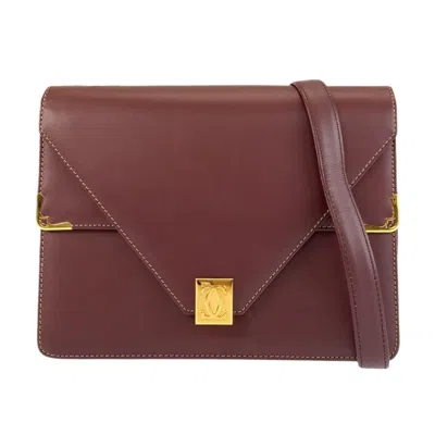 Pre-owned Cartier Bordeaux Leather Pochette Shoulder Bag () In Burgundy